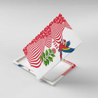 Peru Christmas Canvas Wall Art with Santa Macaw Cantuta Flower Red Swirl Pattern and Festive Design - Wonder Print Shop