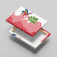 Peru Christmas Canvas Wall Art with Santa Macaw Cantuta Flower Red Swirl Pattern and Festive Design - Wonder Print Shop