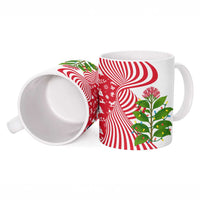 Peru Christmas Ceramic Mug with Santa Macaw Cantuta Flower Red Swirl Pattern and Festive Design - Wonder Print Shop