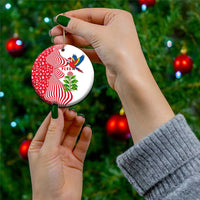 Peru Christmas Ceramic Ornament with Santa Macaw Cantuta Flower Red Swirl Pattern and Festive Design - Wonder Print Shop