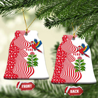 Peru Christmas Ceramic Ornament with Santa Macaw Cantuta Flower Red Swirl Pattern and Festive Design - Wonder Print Shop