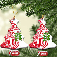 Peru Christmas Ceramic Ornament with Santa Macaw Cantuta Flower Red Swirl Pattern and Festive Design - Wonder Print Shop