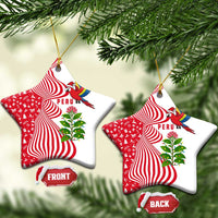 Peru Christmas Ceramic Ornament with Santa Macaw Cantuta Flower Red Swirl Pattern and Festive Design - Wonder Print Shop