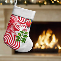 Peru Christmas Stocking with Santa Macaw Cantuta Flower Red Swirl Pattern and Festive Design - Wonder Print Shop