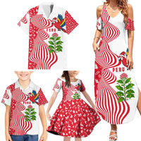Peru Christmas Family Matching Summer Maxi Dress and Hawaiian Shirt with Santa Macaw Cantuta Flower Red Swirl Pattern and Festive Design - Wonder Print Shop