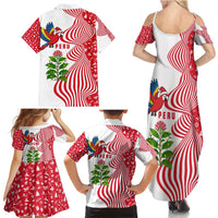 Peru Christmas Family Matching Summer Maxi Dress and Hawaiian Shirt with Santa Macaw Cantuta Flower Red Swirl Pattern and Festive Design - Wonder Print Shop