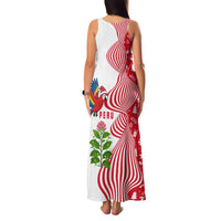Peru Christmas Family Matching Tank Maxi Dress and Hawaiian Shirt with Santa Macaw Cantuta Flower Red Swirl Pattern and Festive Design - Wonder Print Shop