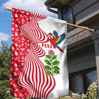 Peru Christmas Garden Flag with Santa Macaw Cantuta Flower Red Swirl Pattern and Festive Design - Wonder Print Shop