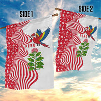 Peru Christmas Garden Flag with Santa Macaw Cantuta Flower Red Swirl Pattern and Festive Design - Wonder Print Shop