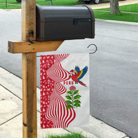 Peru Christmas Garden Flag with Santa Macaw Cantuta Flower Red Swirl Pattern and Festive Design - Wonder Print Shop