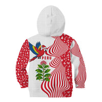 Peru Christmas Kid Hoodie with Santa Macaw Cantuta Flower Red Swirl Pattern and Festive Design - Wonder Print Shop