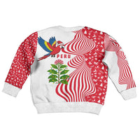 Peru Christmas Kid Ugly Christmas Sweater with Santa Macaw Cantuta Flower Red Swirl Pattern and Festive Design - Wonder Print Shop