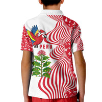 Peru Christmas Kid Polo Shirt with Santa Macaw Cantuta Flower Red Swirl Pattern and Festive Design - Wonder Print Shop
