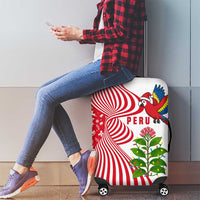 Peru Christmas Luggage Cover with Santa Macaw Cantuta Flower Red Swirl Pattern and Festive Design - Wonder Print Shop