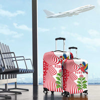 Peru Christmas Luggage Cover with Santa Macaw Cantuta Flower Red Swirl Pattern and Festive Design - Wonder Print Shop