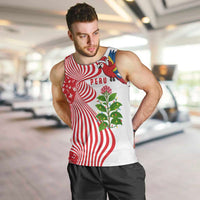Peru Christmas Men Tank Top with Santa Macaw Cantuta Flower Red Swirl Pattern and Festive Design - Wonder Print Shop