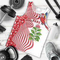 Peru Christmas Men Tank Top with Santa Macaw Cantuta Flower Red Swirl Pattern and Festive Design - Wonder Print Shop