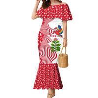 Peru Christmas Mermaid Dress with Santa Macaw Cantuta Flower Red Swirl Pattern and Festive Design - Wonder Print Shop