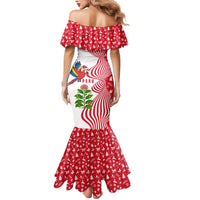 Peru Christmas Mermaid Dress with Santa Macaw Cantuta Flower Red Swirl Pattern and Festive Design - Wonder Print Shop