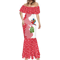 Peru Christmas Mermaid Dress with Santa Macaw Cantuta Flower Red Swirl Pattern and Festive Design - Wonder Print Shop
