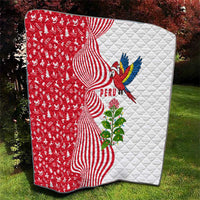 Peru Christmas Quilt with Santa Macaw Cantuta Flower Red Swirl Pattern and Festive Design - Wonder Print Shop