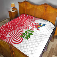 Peru Christmas Quilt with Santa Macaw Cantuta Flower Red Swirl Pattern and Festive Design - Wonder Print Shop
