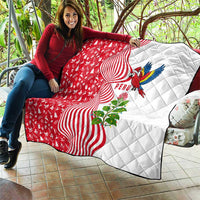 Peru Christmas Quilt with Santa Macaw Cantuta Flower Red Swirl Pattern and Festive Design - Wonder Print Shop