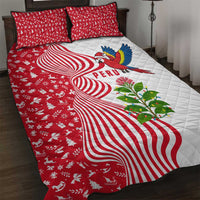 Peru Christmas Quilt Bed Set with Santa Macaw Cantuta Flower Red Swirl Pattern and Festive Design - Wonder Print Shop