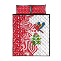 Peru Christmas Quilt Bed Set with Santa Macaw Cantuta Flower Red Swirl Pattern and Festive Design - Wonder Print Shop