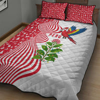 Peru Christmas Quilt Bed Set with Santa Macaw Cantuta Flower Red Swirl Pattern and Festive Design - Wonder Print Shop
