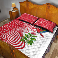 Peru Christmas Quilt Bed Set with Santa Macaw Cantuta Flower Red Swirl Pattern and Festive Design - Wonder Print Shop