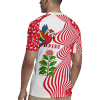 Peru Christmas Rugby Jersey with Santa Macaw Cantuta Flower Red Swirl Pattern and Festive Design - Wonder Print Shop