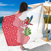 Peru Christmas Sarong with Santa Macaw Cantuta Flower Red Swirl Pattern and Festive Design - Wonder Print Shop
