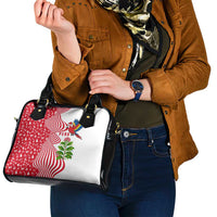 Peru Christmas Shoulder Handbag with Santa Macaw Cantuta Flower Red Swirl Pattern and Festive Design - Wonder Print Shop