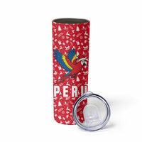 Peru Christmas Skinny Tumbler with Santa Macaw Cantuta Flower Red Swirl Pattern and Festive Design - Wonder Print Shop