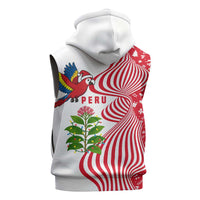 Peru Christmas Sleeveless Zip Hoodie with Santa Macaw Cantuta Flower Red Swirl Pattern and Festive Design - Wonder Print Shop