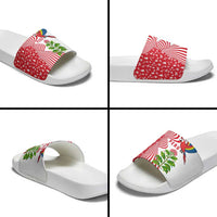 Peru Christmas Slide Sandals with Santa Macaw Cantuta Flower Red Swirl Pattern and Festive Design - Wonder Print Shop