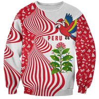 Peru Christmas Sweatshirt with Santa Macaw Cantuta Flower Red Swirl Pattern and Festive Design - Wonder Print Shop