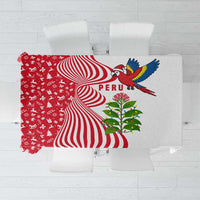 Peru Christmas Tablecloth with Santa Macaw Cantuta Flower Red Swirl Pattern and Festive Design - Wonder Print Shop