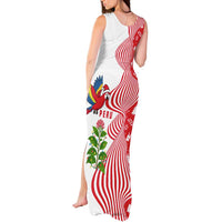 Peru Christmas Tank Maxi Dress with Santa Macaw Cantuta Flower Red Swirl Pattern and Festive Design - Wonder Print Shop