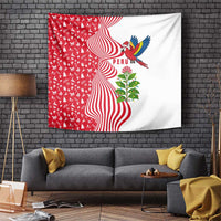 Peru Christmas Tapestry with Santa Macaw Cantuta Flower Red Swirl Pattern and Festive Design - Wonder Print Shop