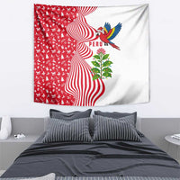 Peru Christmas Tapestry with Santa Macaw Cantuta Flower Red Swirl Pattern and Festive Design - Wonder Print Shop