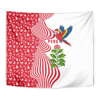 Peru Christmas Tapestry with Santa Macaw Cantuta Flower Red Swirl Pattern and Festive Design - Wonder Print Shop