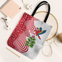 Peru Christmas Tote Bag with Santa Macaw Cantuta Flower Red Swirl Pattern and Festive Design - Wonder Print Shop