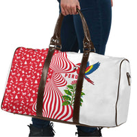 Peru Christmas Travel Bag with Santa Macaw Cantuta Flower Red Swirl Pattern and Festive Design - Wonder Print Shop