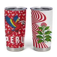 Peru Christmas Tumbler Cup with Santa Macaw Cantuta Flower Red Swirl Pattern and Festive Design - Wonder Print Shop