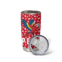 Peru Christmas Tumbler Cup with Santa Macaw Cantuta Flower Red Swirl Pattern and Festive Design - Wonder Print Shop