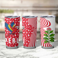 Peru Christmas Tumbler Cup with Santa Macaw Cantuta Flower Red Swirl Pattern and Festive Design - Wonder Print Shop