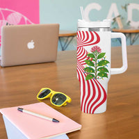 Peru Christmas Tumbler With Handle with Santa Macaw Cantuta Flower Red Swirl Pattern and Festive Design - Wonder Print Shop