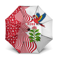 Peru Christmas Umbrella with Santa Macaw Cantuta Flower Red Swirl Pattern and Festive Design - Wonder Print Shop